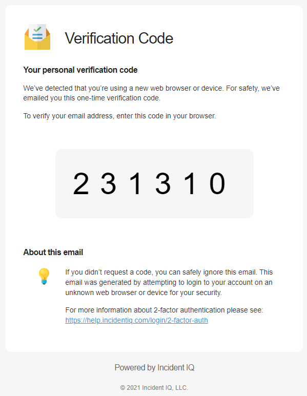 Verification Code Screen
