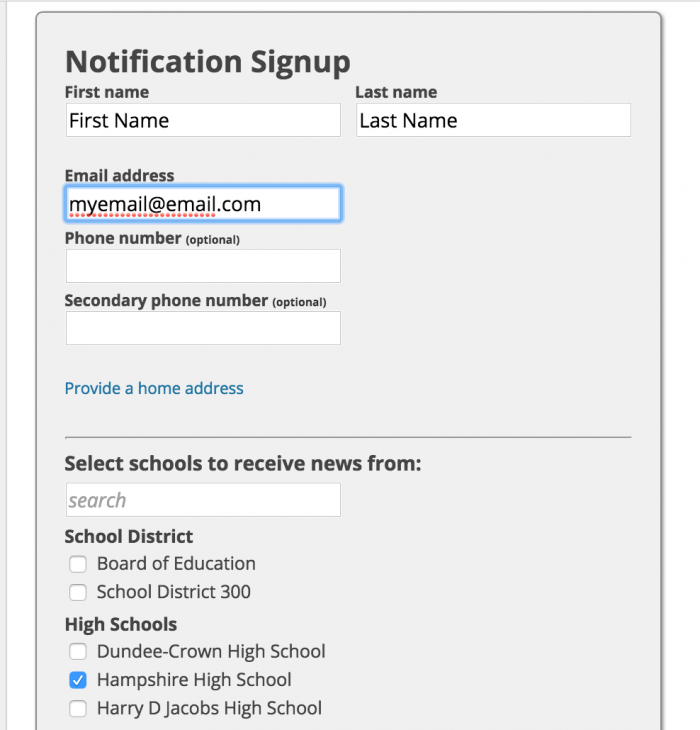 Daily Announcements Notification Signup 