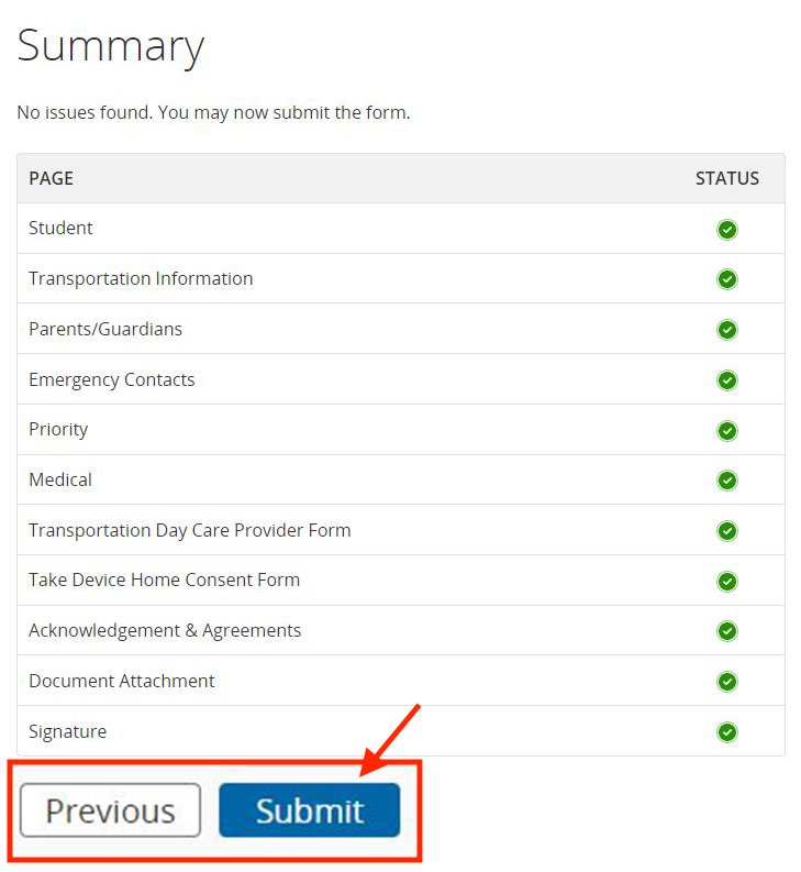 Summary Page